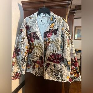 Chico's Multicolor  Garden Bloom Roadster Denim Floral Jacket